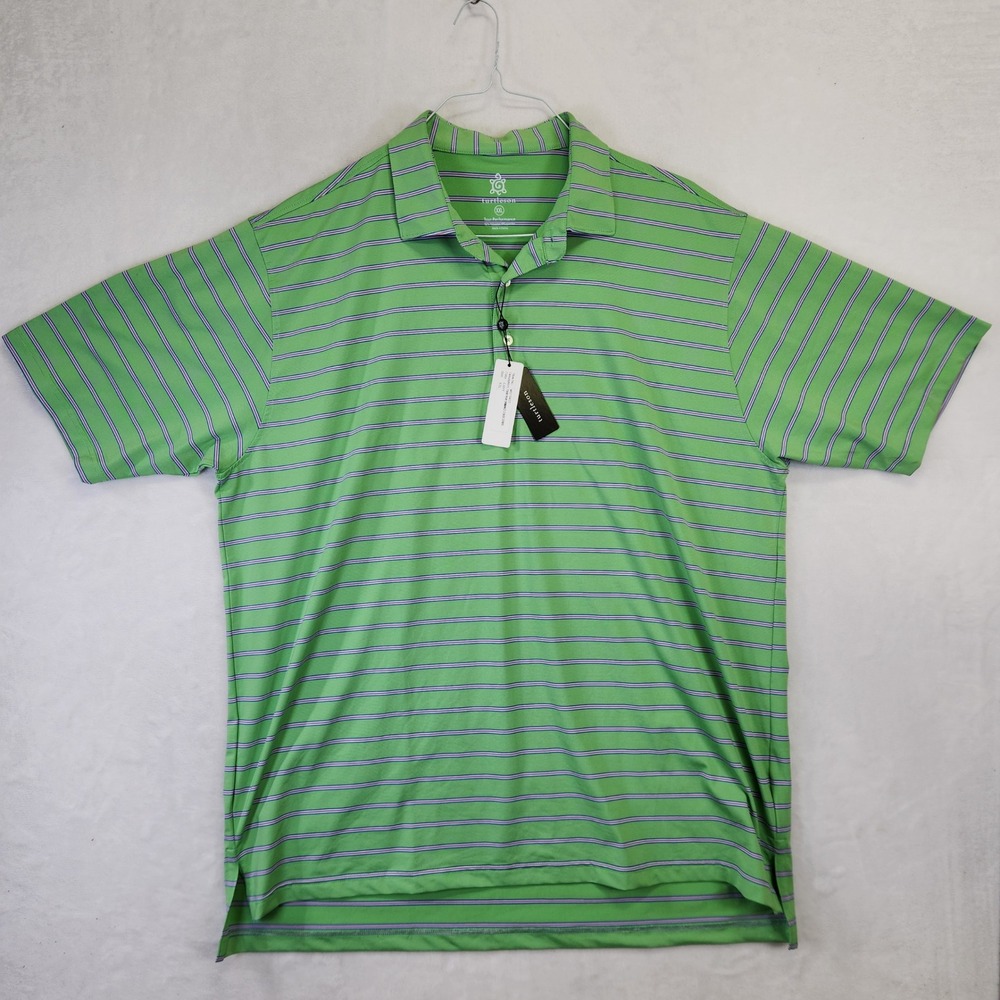 Turtleson Tour Performance Polo Shirt XXL Envy Green Stack Stripe MS16K03 NWT